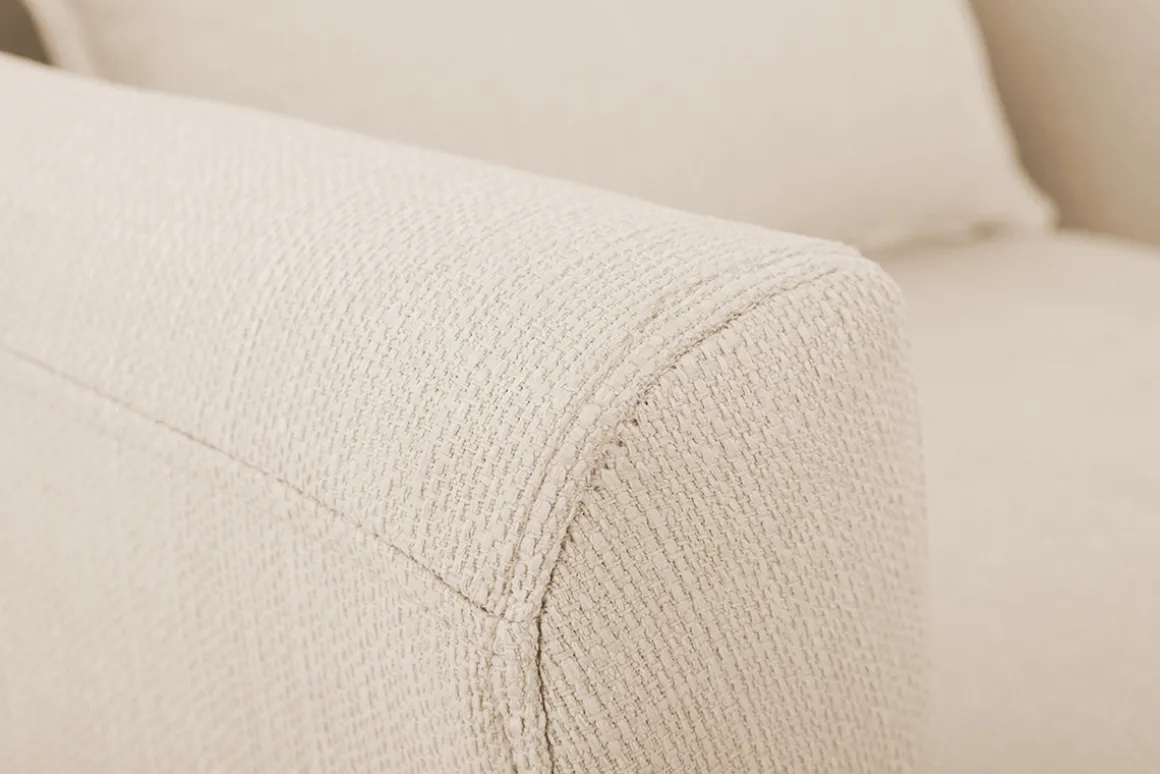 Clearance Miliboo Sillón nórdico de tela beige y madera de caucho maciza KATE