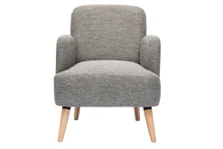 Flash Sale Miliboo Sillón nórdico de tela gris claro y madera clara ISKO