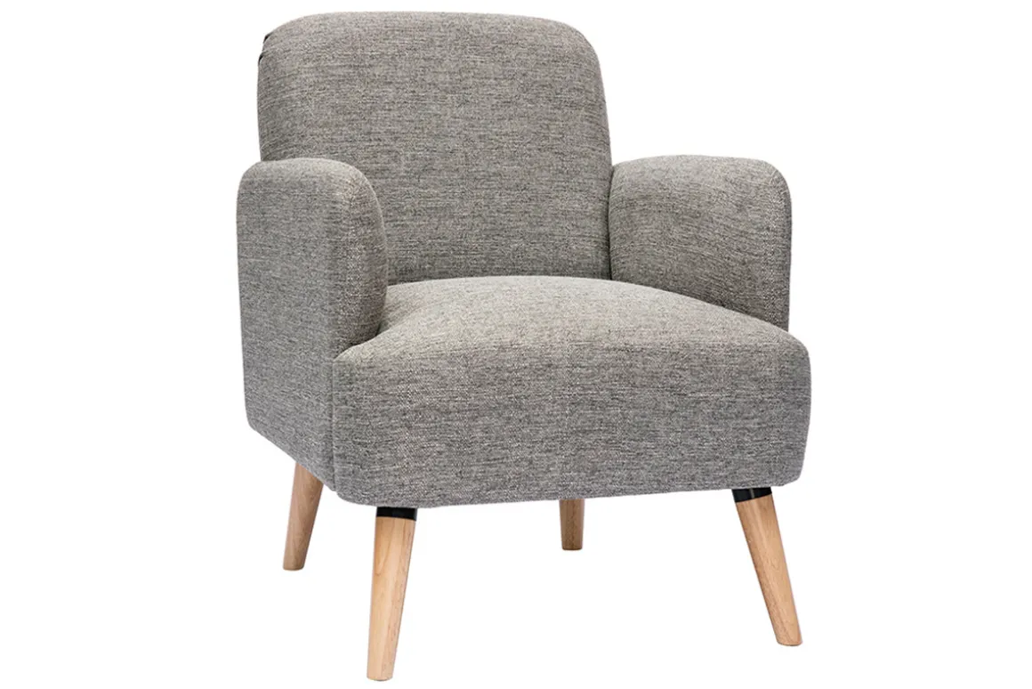 Flash Sale Miliboo Sillón nórdico de tela gris claro y madera clara ISKO