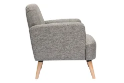 Flash Sale Miliboo Sillón nórdico de tela gris claro y madera clara ISKO
