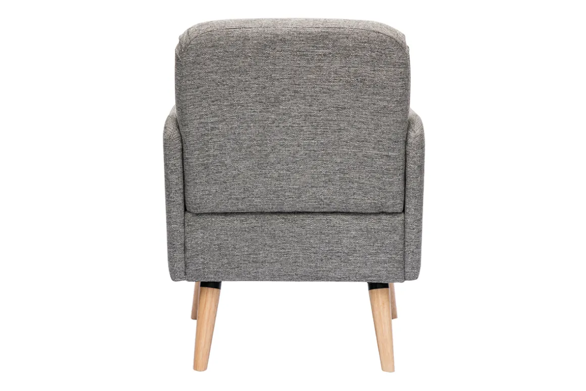Flash Sale Miliboo Sillón nórdico de tela gris claro y madera clara ISKO
