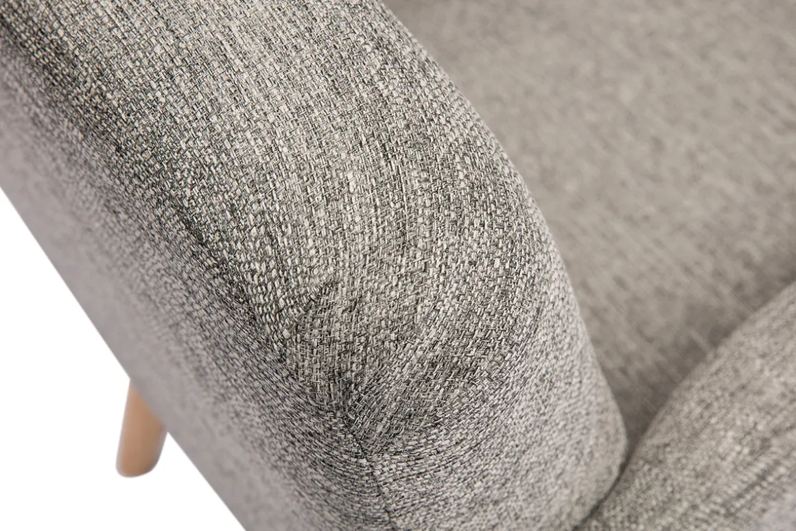 Flash Sale Miliboo Sillón nórdico de tela gris claro y madera clara ISKO