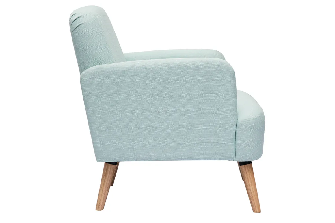 Hot Miliboo Sillón nórdico de tela menta al agua y madera clara ISKO