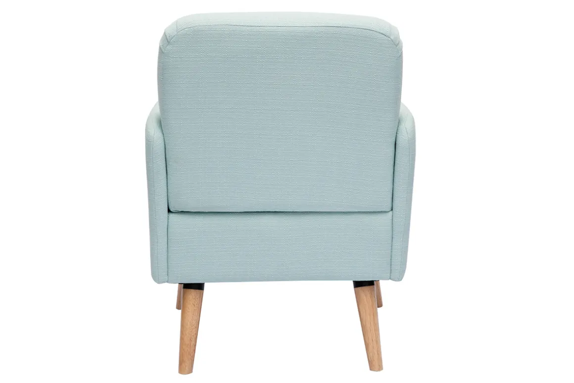 Hot Miliboo Sillón nórdico de tela menta al agua y madera clara ISKO