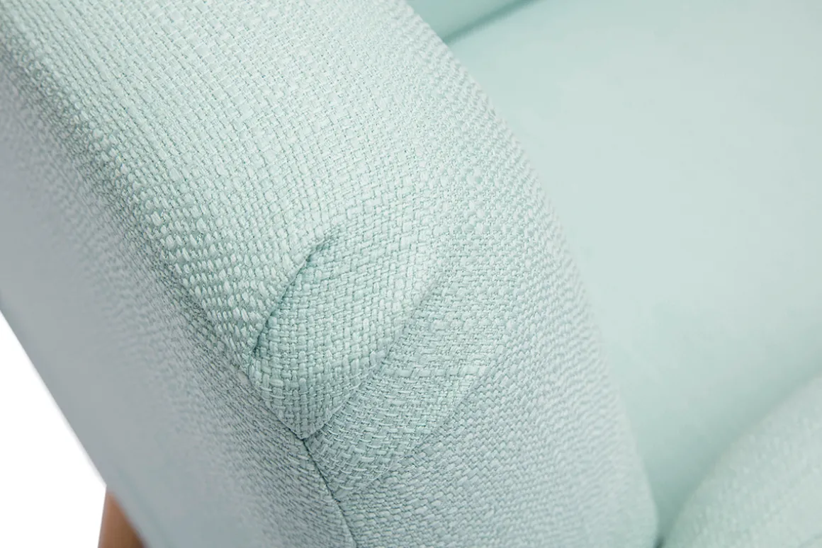 Hot Miliboo Sillón nórdico de tela menta al agua y madera clara ISKO