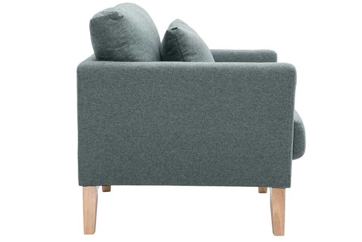 Clearance Miliboo Sillón nórdico de tela verde grisáceo y madera clara OSLO