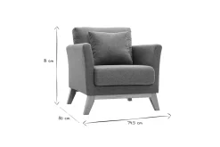 Clearance Miliboo Sillón nórdico de tela verde grisáceo y madera clara OSLO