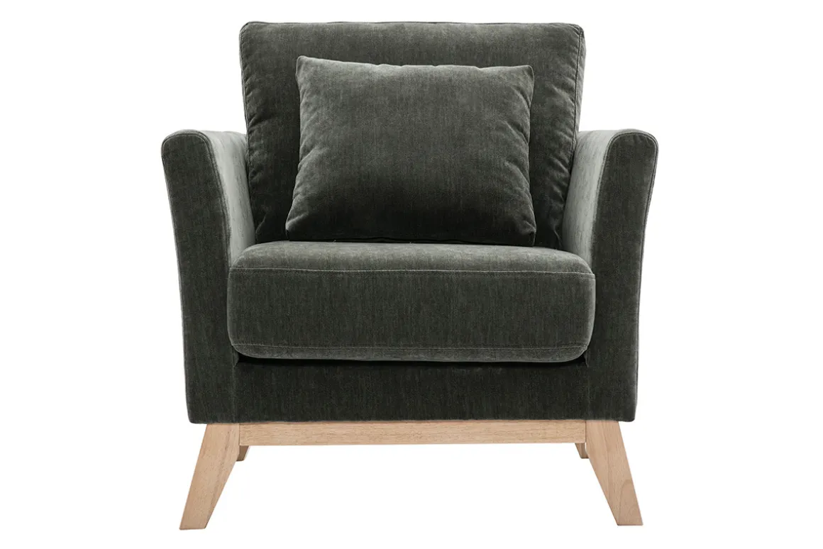 Cheap Miliboo Sillón nórdico desenfundable efecto terciopelo kaki OSLO