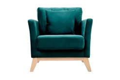 Store Miliboo Sillón nórdico desenfundable terciopelo azul petróleo OSLO