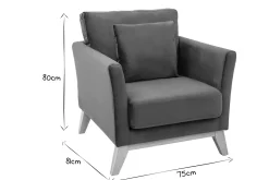 Store Miliboo Sillón nórdico desenfundable terciopelo azul petróleo OSLO
