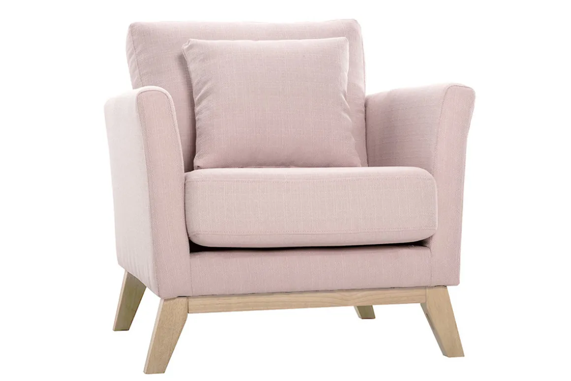 Sale Miliboo Sillón nórdico desenfundable de tela rosa OSLO
