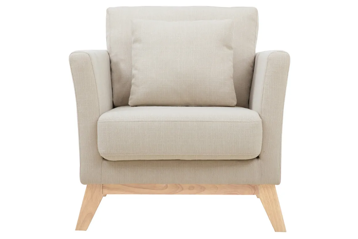 New Miliboo Sillón nórdico desenfundable tejido beige OSLO