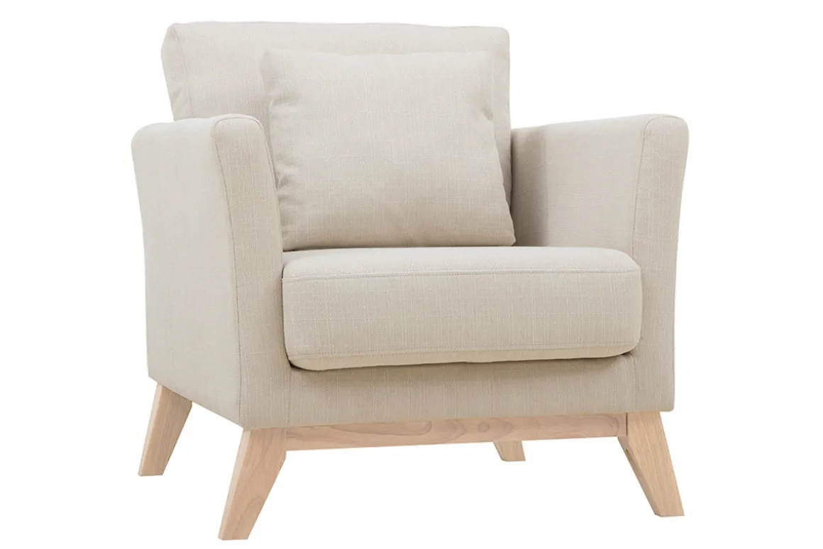 New Miliboo Sillón nórdico desenfundable tejido beige OSLO