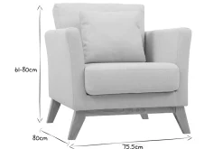 New Miliboo Sillón nórdico desenfundable tejido beige OSLO