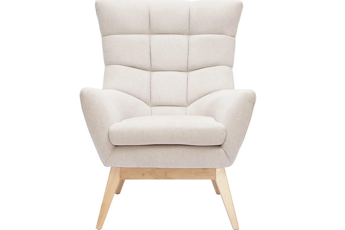 Outlet Miliboo Sillón nórdico efecto aterciopelado natural con patas de madera BRODY
