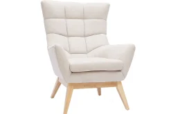 Outlet Miliboo Sillón nórdico efecto aterciopelado natural con patas de madera BRODY