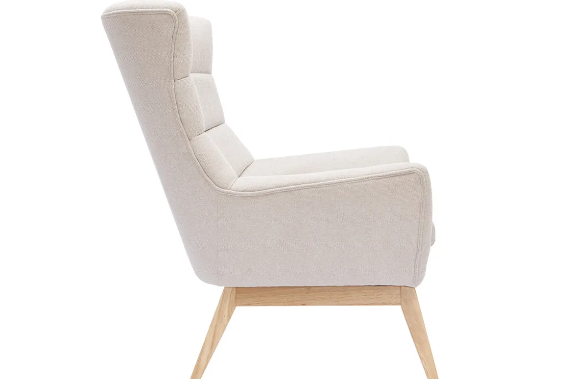 Outlet Miliboo Sillón nórdico efecto aterciopelado natural con patas de madera BRODY