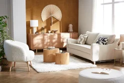 Best Sale Miliboo Sillón nórdico efecto borreguillo y madera MAGGIE