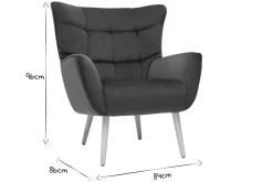 Outlet Miliboo Sillón nórdico efecto terciopelo azul petróleo y madera AVERY