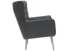 Clearance Miliboo Sillón nórdico efecto terciopelo gris oscuro y madera AVERY