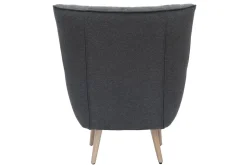 Clearance Miliboo Sillón nórdico efecto terciopelo gris oscuro y madera AVERY