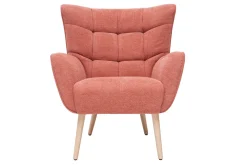 Hot Miliboo Sillón nórdico efecto terciopelo terracota y madera AVERY