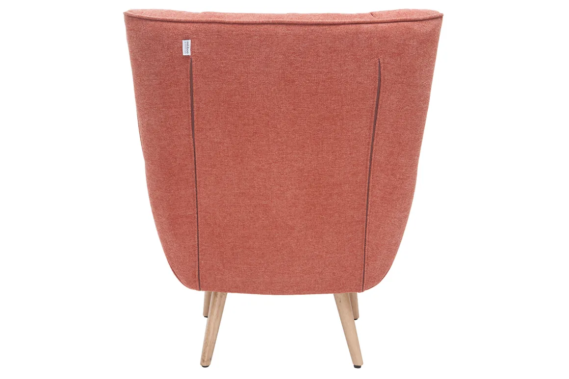 Hot Miliboo Sillón nórdico efecto terciopelo terracota y madera AVERY