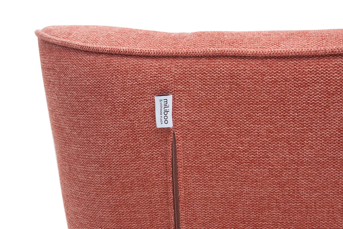 Hot Miliboo Sillón nórdico efecto terciopelo terracota y madera AVERY