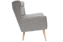 Hot Miliboo Sillón nórdico en tejido gris claro y madera AVERY