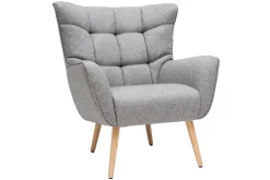 Hot Miliboo Sillón nórdico en tejido gris claro y madera AVERY