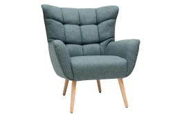 Store Miliboo Sillón nórdico en tejido verde y madera AVERY