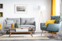 Store Miliboo Sillón nórdico en tejido verde y madera AVERY