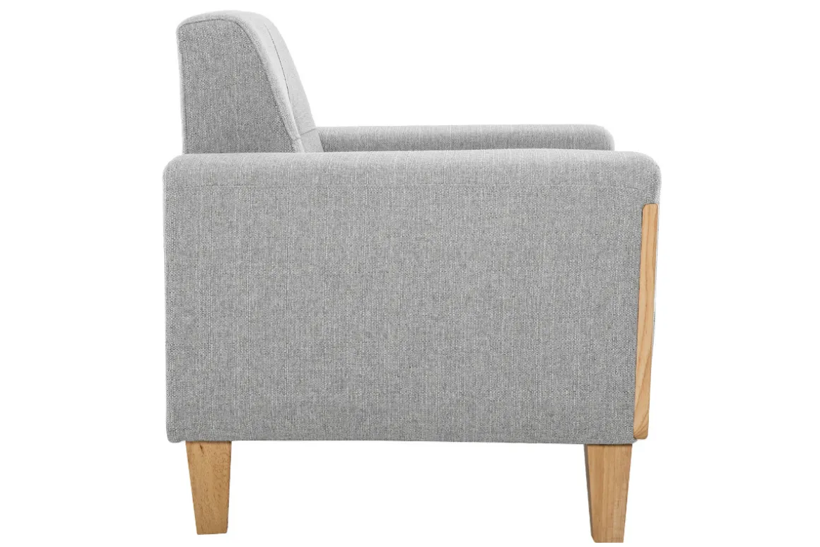 Best Miliboo Sillón nórdico gris claro con patas de madera FJORD
