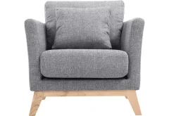 New Miliboo Sillón nórdico gris claro patas madera clara OSLO