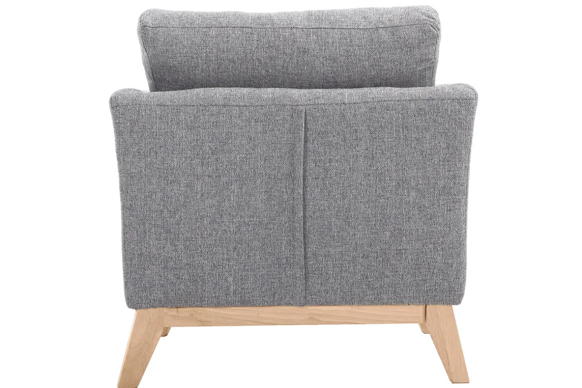 New Miliboo Sillón nórdico gris claro patas madera clara OSLO