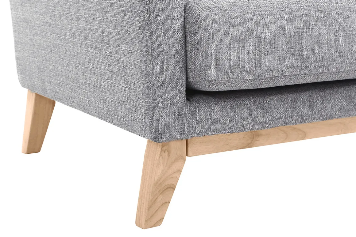 New Miliboo Sillón nórdico gris claro patas madera clara OSLO