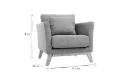 New Miliboo Sillón nórdico gris claro patas madera clara OSLO