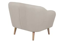 New Miliboo Sillón nórdico tejido beige y madera ISIS