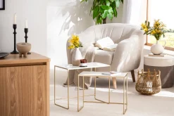 New Miliboo Sillón nórdico tejido beige y madera ISIS