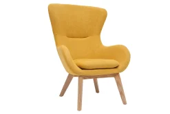 Discount Miliboo Sillón nórdico tejido efecto terciopelo y madera ESKUA