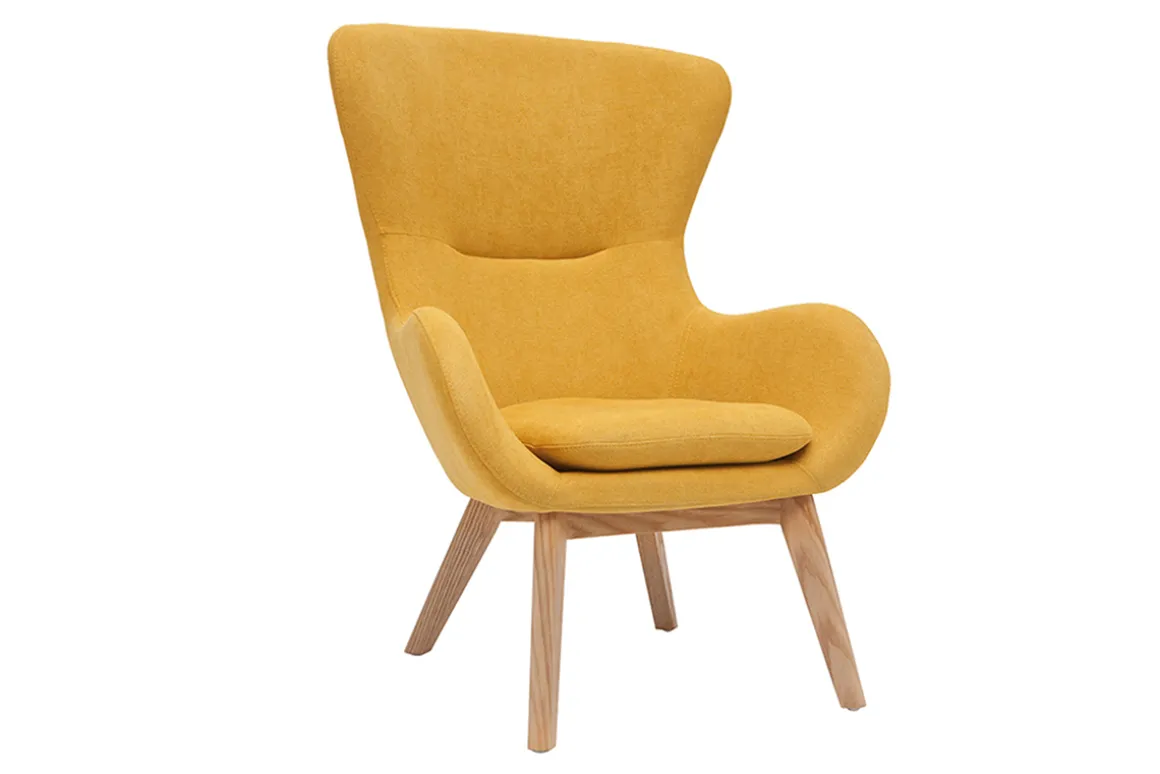 Discount Miliboo Sillón nórdico tejido efecto terciopelo y madera ESKUA