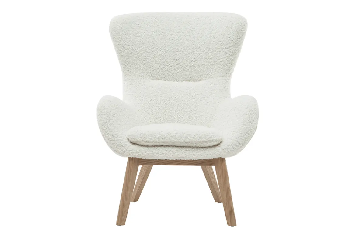 Clearance Miliboo Sillón nórdico tejido oveja y madera ESKUA