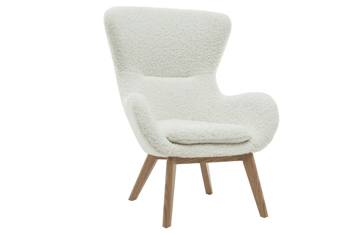 Clearance Miliboo Sillón nórdico tejido oveja y madera ESKUA