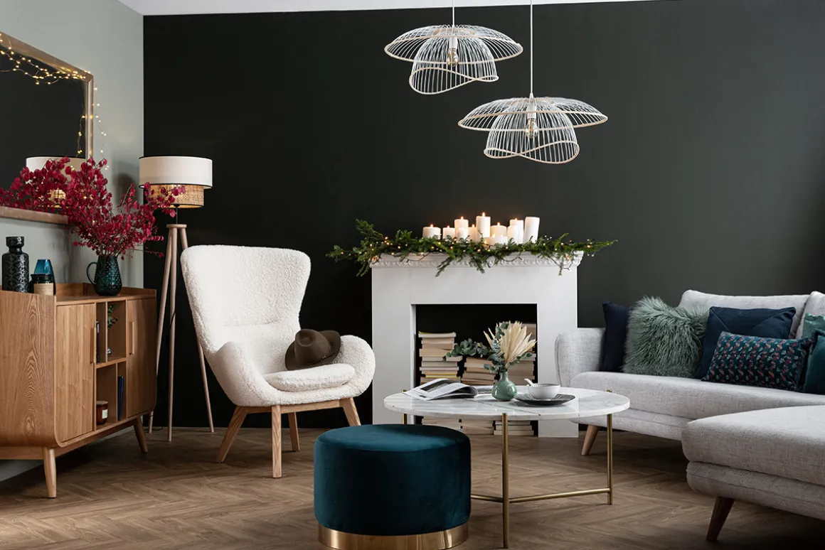 Clearance Miliboo Sillón nórdico tejido oveja y madera ESKUA