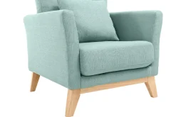 Hot Miliboo Sillón nórdico verde agua claro patas madera clara OSLO