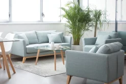 Hot Miliboo Sillón nórdico verde agua claro patas madera clara OSLO