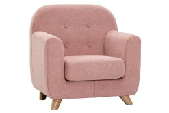 Online Miliboo Sillón para niños nórdico de tela efecto aterciopelado texturizado rosa y madera clara NORKID