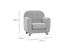 Online Miliboo Sillón para niños nórdico de tela efecto aterciopelado texturizado rosa y madera clara NORKID