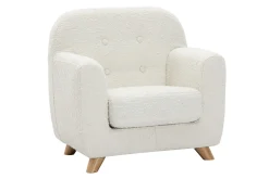 Best Miliboo Sillón para niños nórdico de borreguillo blanco y madera clara NORKID