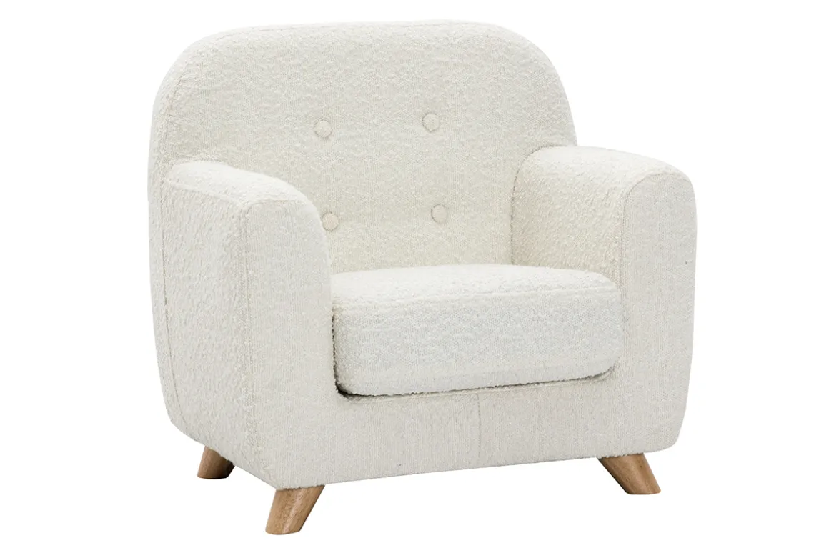Best Miliboo Sillón para niños nórdico de borreguillo blanco y madera clara NORKID